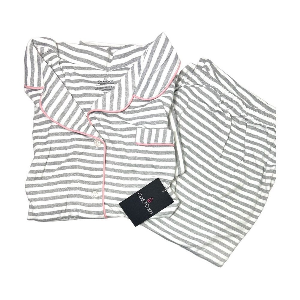 Cuddl Duds Womens Gray Short Sleeve Wide Leg Cropped Pajamas Set Plus Sz 3X NWT - Picture 2 of 7